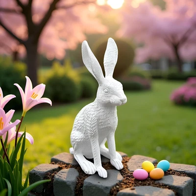 10.2 Inch Resin Garden Statues,Bunny Figurine Decorations for Lawn,Balcony-Yard  - Image 1 of 4