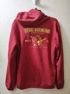 True Religion Grafik Hoodie XL Rot Gold Grafik Schrift Sauber Pls Lesen - Bild 1 von 8