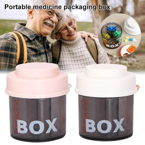 Mini Pill Dispenser Organizer Bottle,Daily Travel Medication Box w/ Secure Lid♐ - Picture 1 of 14