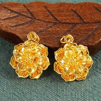 Colgante flor de la suerte 3D regalo mujer oro amarillo puro 999 24K 0,5-0,6 g 1 pieza Foto 1 de 4