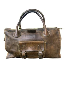 Chloé Edith Hand Bag Leather Brown Distressed Large - Picture 1 of 14