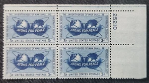 US Scott 1070 - Atoms For Peace - MNH - 1955 Issue - Plate Block of 4 - Picture 1 of 1
