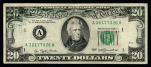 1977 $20 Partial Back to Front OFFSET PRINT ERROR XF+ Federal Reserve Note! - Picture 1 of 2