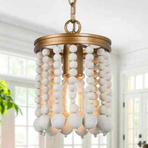 LNC Modern Farmhouse Antique Gold Pendant Light White Bohemian Hanging Light - Picture 1 of 1