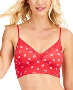 INC International Concepts Bralette donna pizzo labbra baciate grandi rosso rosa - Foto 1 di 2