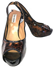 Steve Madden Open Toe Black & Brown High Heels Animal Print Leopard Shoe  Sz 9 M