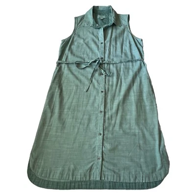 Brooklyn Industries Womens Sleeveless Sage Button Up Belted Dress Size M - Image 1 of 4