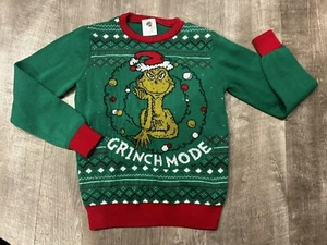 The Grinch Knit Ugly Sweater Unisex Kid's Medium M Grinch Mode Crew Neck Green - Picture 1 of 4