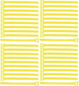40 Klett-Kabelbinder 200 x 25 mm gelb wiederverwendbar Klettband Kabelklettband - Picture 1 of 7