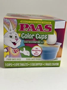 Paas Easter Egg Coloring Cup Dye Kit 5 Cups 5 Dye Tablets, 1 Crayon & Egg Dipper - Picture 1 of 8