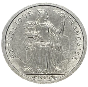 1965 France French Polynesia 1 Franc KM 2 Lot B11-6 - Picture 1 of 4