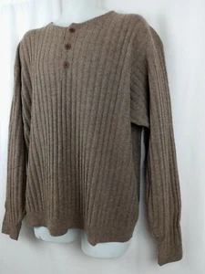 Mens Brooks Brothers1818 100% Lambs Wool 3-button Sweater Size Large Taupe EUC  - Picture 1 of 5