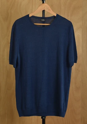 Camisa Rose & Born Algodón-Lino Azul Marino 44 (54) Hecha en Italia Foto 1 de 4