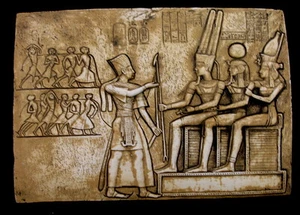 Fragmento de pared antiguo ceremonial egipcio rey tut acabado antiguo  - Imagen 1 de 8