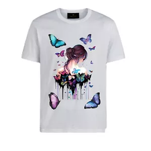 Camiseta Mariposa Girasol Mujer Camiseta Azul Mariposa Niña Camisa Camiseta Personalizada - Imagen 1 de 8
