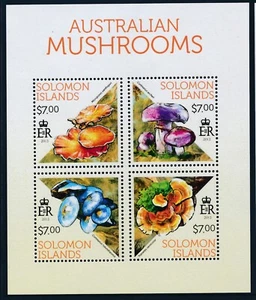 2013 SOLOMON ISLANDS AUSTRALIAN MUSHROOMS MINI SHEET (4 STAMPS) FINE MINT MNH - Picture 1 of 1