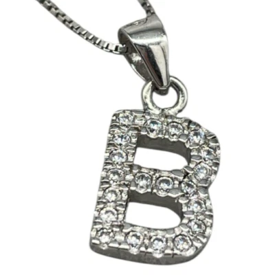 COLLANA ARGENTO 925 CHARM LETTERA INIZIALE B PUNTI LUCE VENEZIANA FEMMINILE 42CM - Immagine 1 di 4