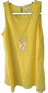Zara Maxi Abito Donna 2Xl Giallo Cravatta Vita Senza Maniche Casual Lungo NUOVO - Foto 1 di 6