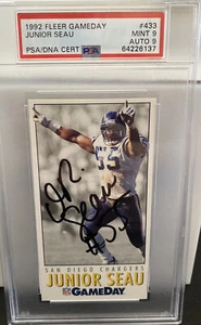Junior Seau 1992 Fleer NFL Gameday #433 Autographed PSA/DNA 9 POP 1 - Picture 1 of 2