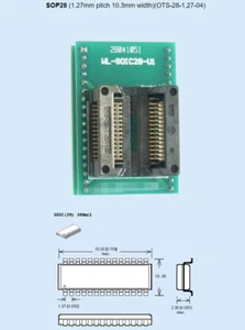 Adaptador de enchufe WL-SOP28-U001 1,27 mm paso 10,3 mm ancho para programador Wellon - Imagen 1 de 1