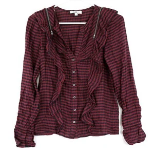 William Rast Junior Susannah karierte Prärie Bluse, X-Small, weinrot, $ 79 - Bild 1 von 5