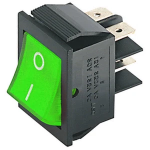 Interruttore a bilanciere 220V 16A bipolare con tasto verde luminoso 33x25 1253 - Foto 1 di 2