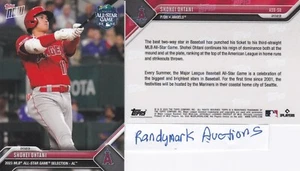 Shohei Ohtani ANGELS 2023 TOPPS NOW ALL-STAR GAME SELECTIONS ASG-SO - Picture 1 of 1