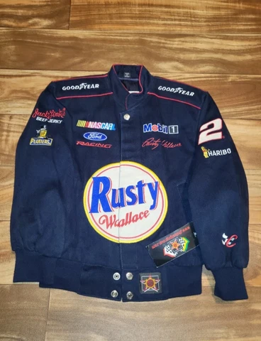 NEW Vintage Rare Youth Rusty Wallace Nascar Racing JH Design Jacket Kid Youth SM Cover