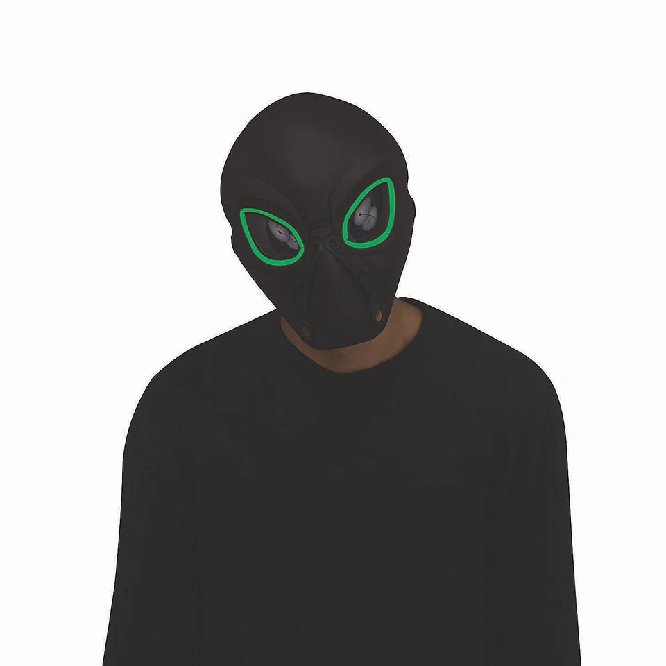 Electro-Luminescent Light-Up Alien Overhead Mask - One Size - Playboy - Image 1 of 1
