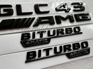 Insignias traseras y laterales negras brillantes para Mercedes GLC43 AMG BiTurbo 4matic W253 C253 - Imagen 1 de 1