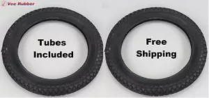 Pair of 12 inch black bicycle tyres and tubes 12 1/2 x 2 1/4 47-203 - Picture 1 of 3