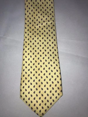 John Henry Lago Di Como Twill Yellow Blue Paisley Tear Drops Classic Neck Tie - Image 1 of 4