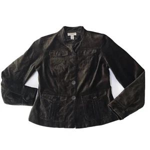 Velvet Jacket Womens Small Brown Fitted Utility Steampunk Grunge Y2K Goth Bella - Picture 1 of 9