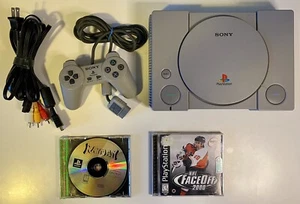 Sony PlayStation 1 Console (1995) With Controller, Rayman NHL Faceoff 2000 PS1 - Imagen 1 de 12