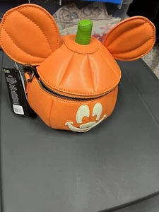 Disney Loungefly Mickey Jack O Lantern Pumpkin GITD Crossbody NWT In Hand - Picture 1 of 6