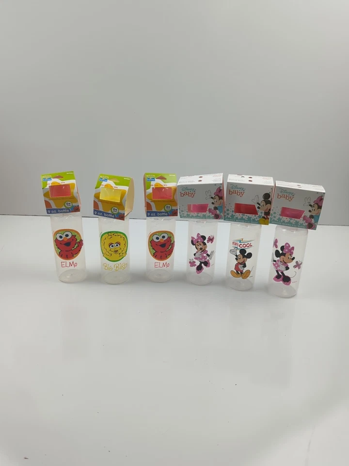 Lote de 3 mamadeiras Sesame Street Beginnings 9 oz Disney Mickey Minnie 9 oz 3 peças - Imagem 1 de 3