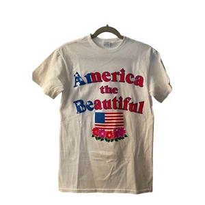 Camiseta Patriótica Damas America the Beautiful Talla Mediana EE. UU. 100% Algodón - Imagen 1 de 3