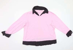 Agenda Womens Pink Collared Polka Dot Viscose Blend Jumper Size XL - Picture 1 of 12