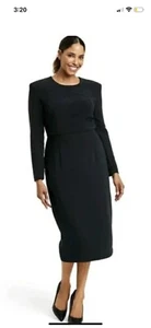 Abito donna Sergio Hudson x Target spalle forti midi nero taglia media nuovo con etichetta - Foto 1 di 10