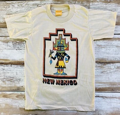 Camiseta vintage años 70 stock muerto beige nuevo México niños talla mediana Foto 1 de 4