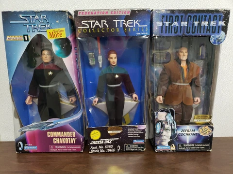 Playmates 9" Star Trek COMMANDER CHAKOTAY / Jadzia Dax /Zefram Cochrane Lot Bund Cover