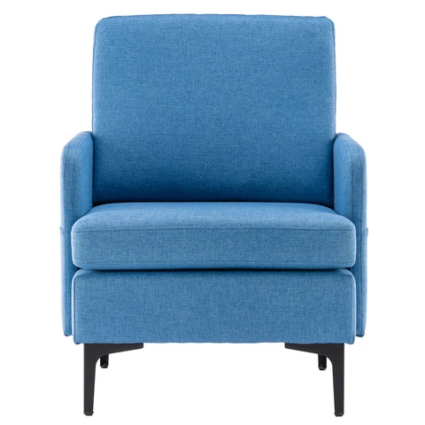 Gray/Blue/Beige Linen Sofa Armchair Single Modern Guest Chair Theater Seating Cover