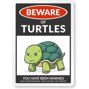 Letrero de aluminio resistente a la intemperie de 8" x 12" Beware Of Turtles - Imagen 1 de 1