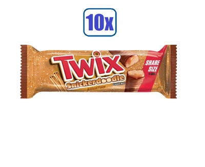 10x Packs TWIX Snickerdoodle Cookie Chocolate Candy Bars Sharing Size - 2.82oz - Image 1 of 2