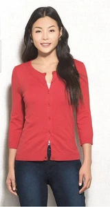 NEW NWT Roz&Ali Button Front Cardigan Size: S, M or L Color: Salsa - Picture 1 of 2