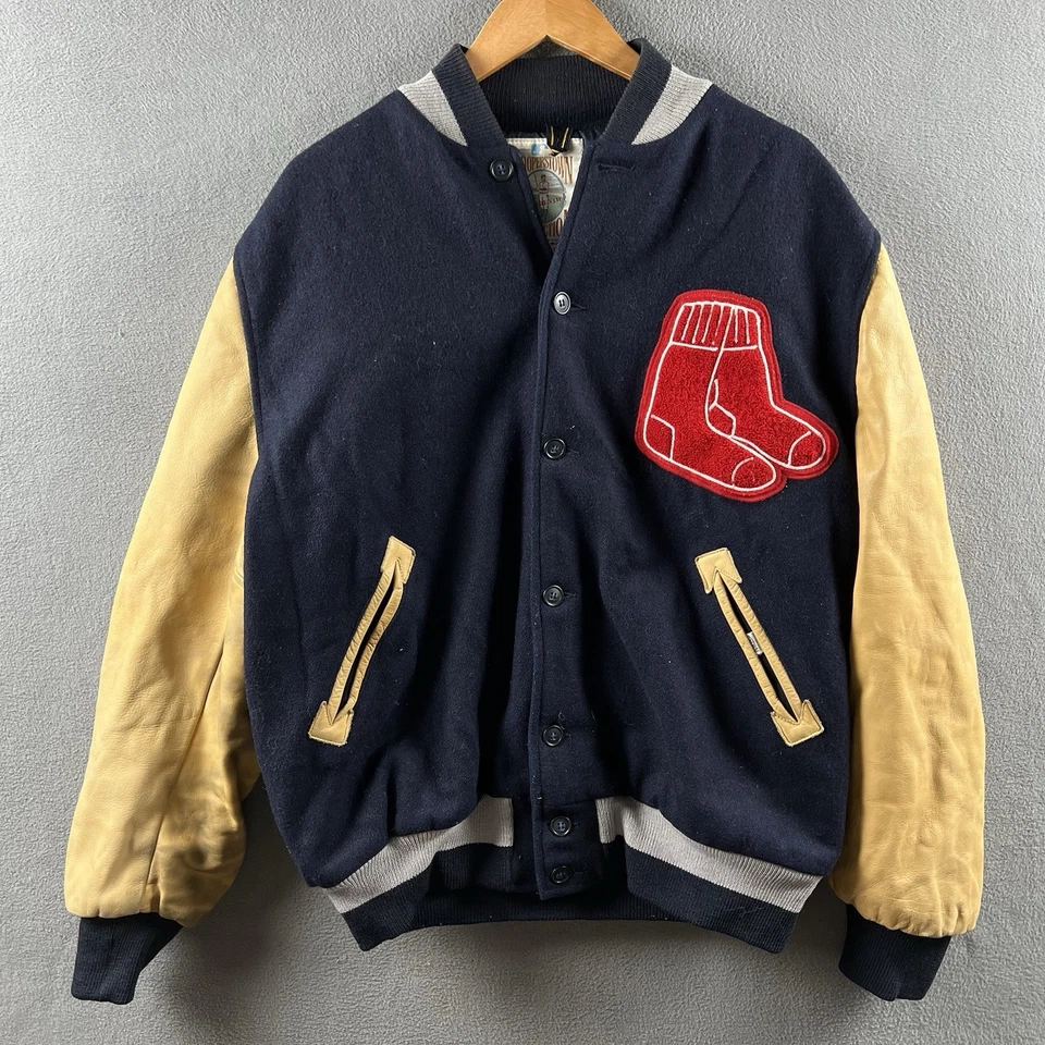 Chaqueta de Colección Boston Red Sox Para Hombres XL Abrigo Mitchell & Ness Lana Letterman 1941 Foto 1 de 4