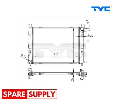 RADIATOR, ENGINE COOLING FOR DACIA RENAULT TYC 728-0062 - Image 1 of 4