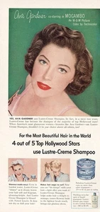 1953 Lustre Creme Shampoo: Ava Gardner Mogambo Vintage Print Ad - Picture 1 of 1