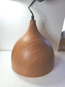 MCM Style Hanging Pendant Light DESIGNER Wood Finish Metal Black Cord & Harware - Picture 1 of 13