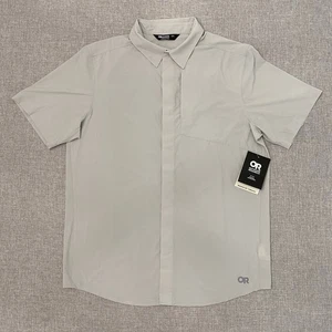 Outdoor Research Astroman Air Pebble Mens Medium Grey Snap Shirt New - Picture 1 of 12